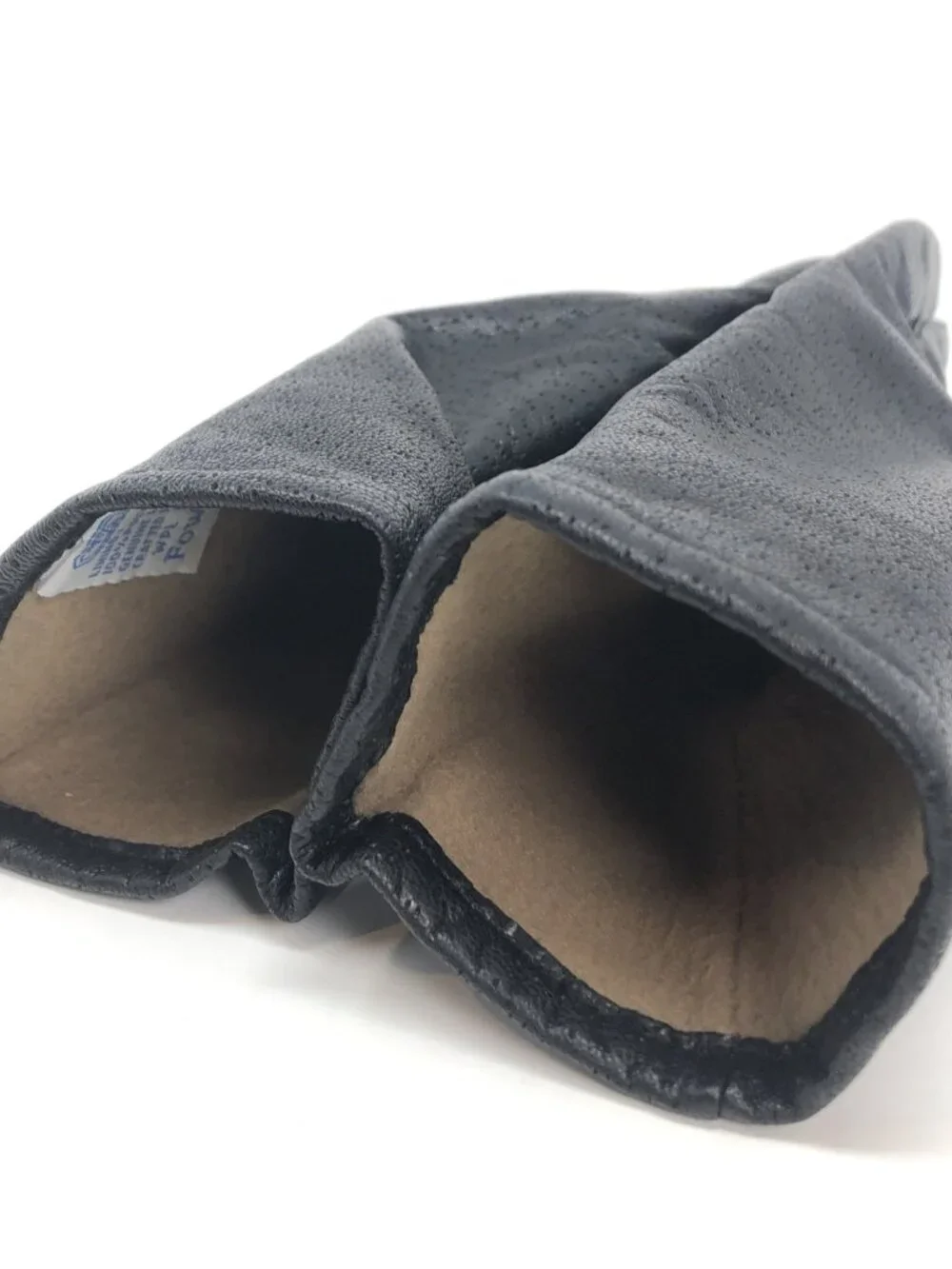Fownes Gloves Womens 7.5 Medium Black Vintage Leather Fleece Lining Winter Warm*